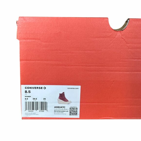 Converse Chuck 70 Wedge Square Platform Hi Leather 8.5 Women Shoes Brown A08247C - Picture 9 of 10